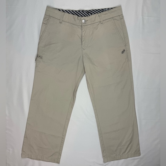 Vtg Fox Racing Mens Chino Pants 36 x 28 Y2K Wide Leg Baggy Khaki Embroidered A2 - Picture 1 of 11